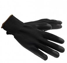 Перчатки нейлоновые с полиуретановым покрытием чёрные (уп12/300)