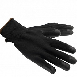 Перчатки нейлоновые с полиуретановым покрытием чёрные (уп12/300)