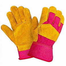 Перчатки комбинированные спилковые желтый/красный "STRONG" (уп12/120)